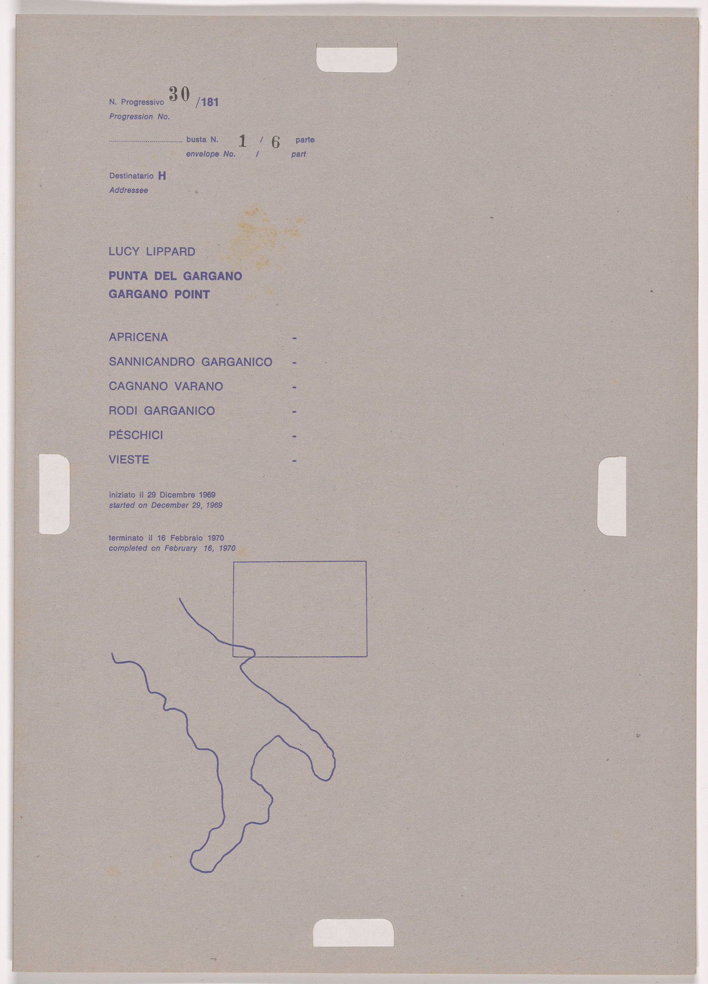 Alighiero Boetti. Progression No. 30 from Postal Dossier (Dossier postale)
