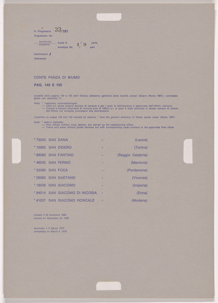 Postal Dossier (Dossier postale)