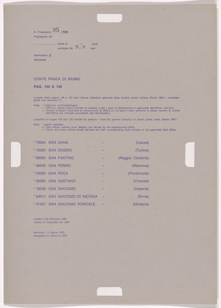 Postal Dossier (Dossier postale) by Alighiero Boetti