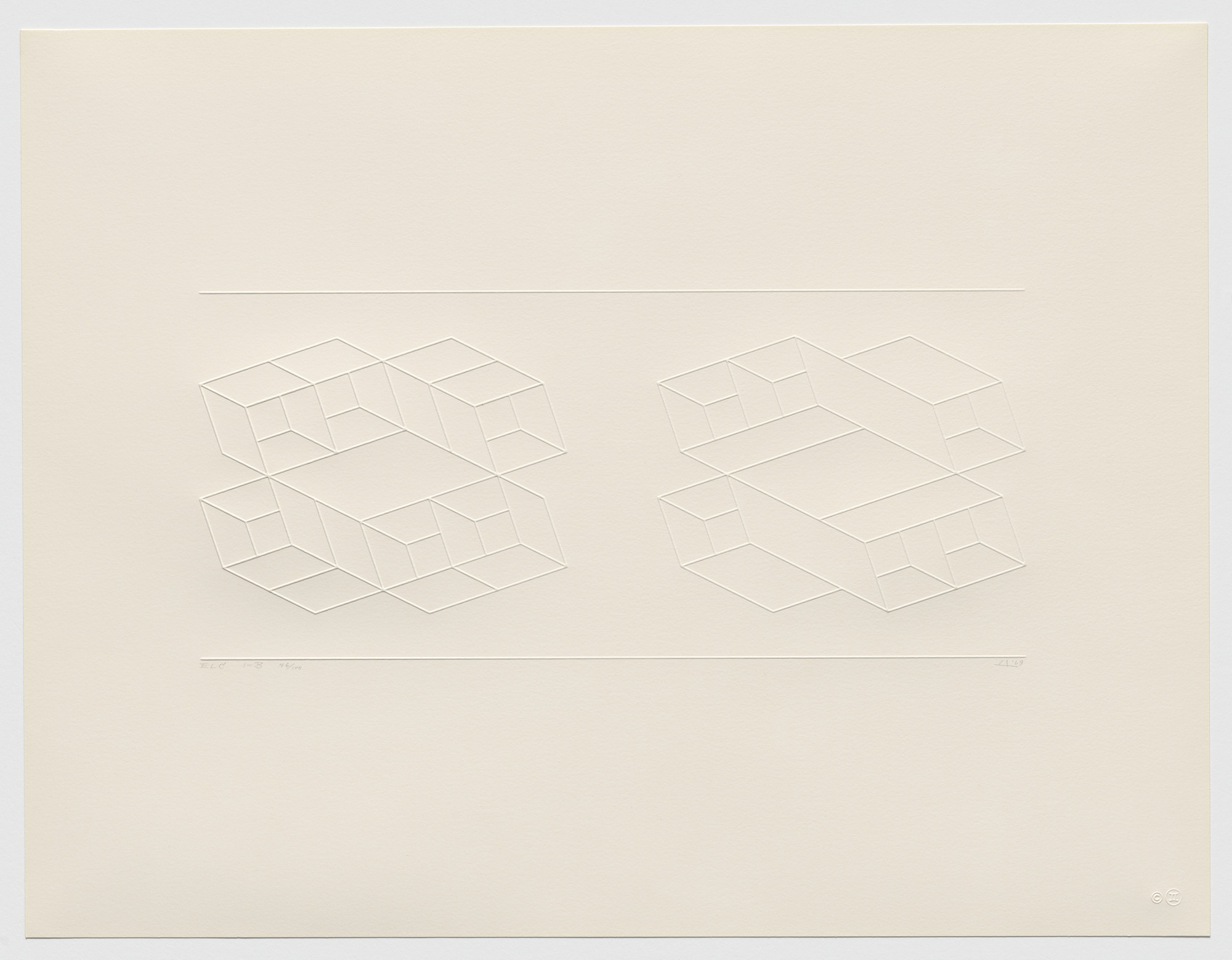 Josef Albers. ELC 1-B from Embossed Linear Constructions (ELC)