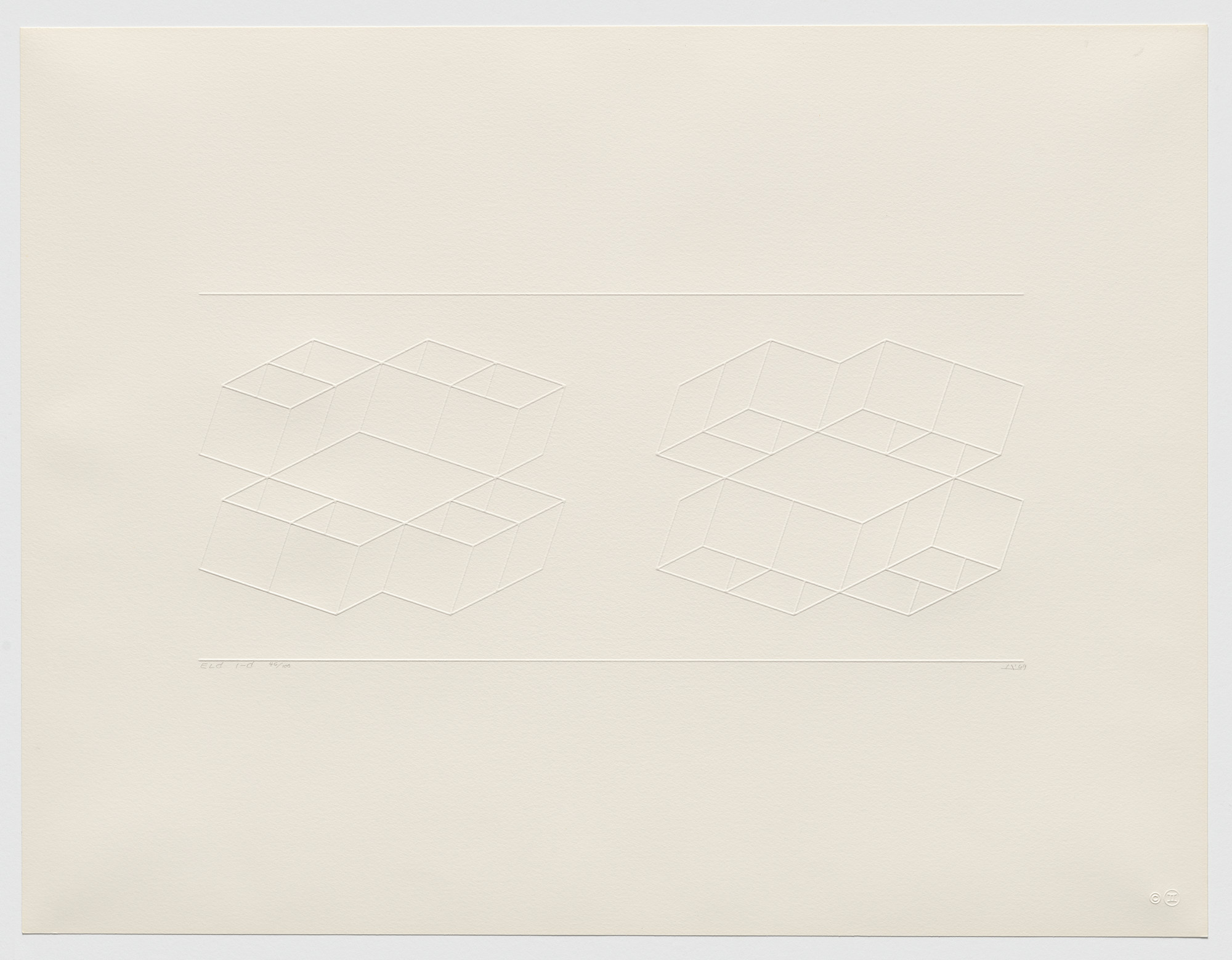 Josef Albers. ELC 1-C from Embossed Linear Constructions (ELC)