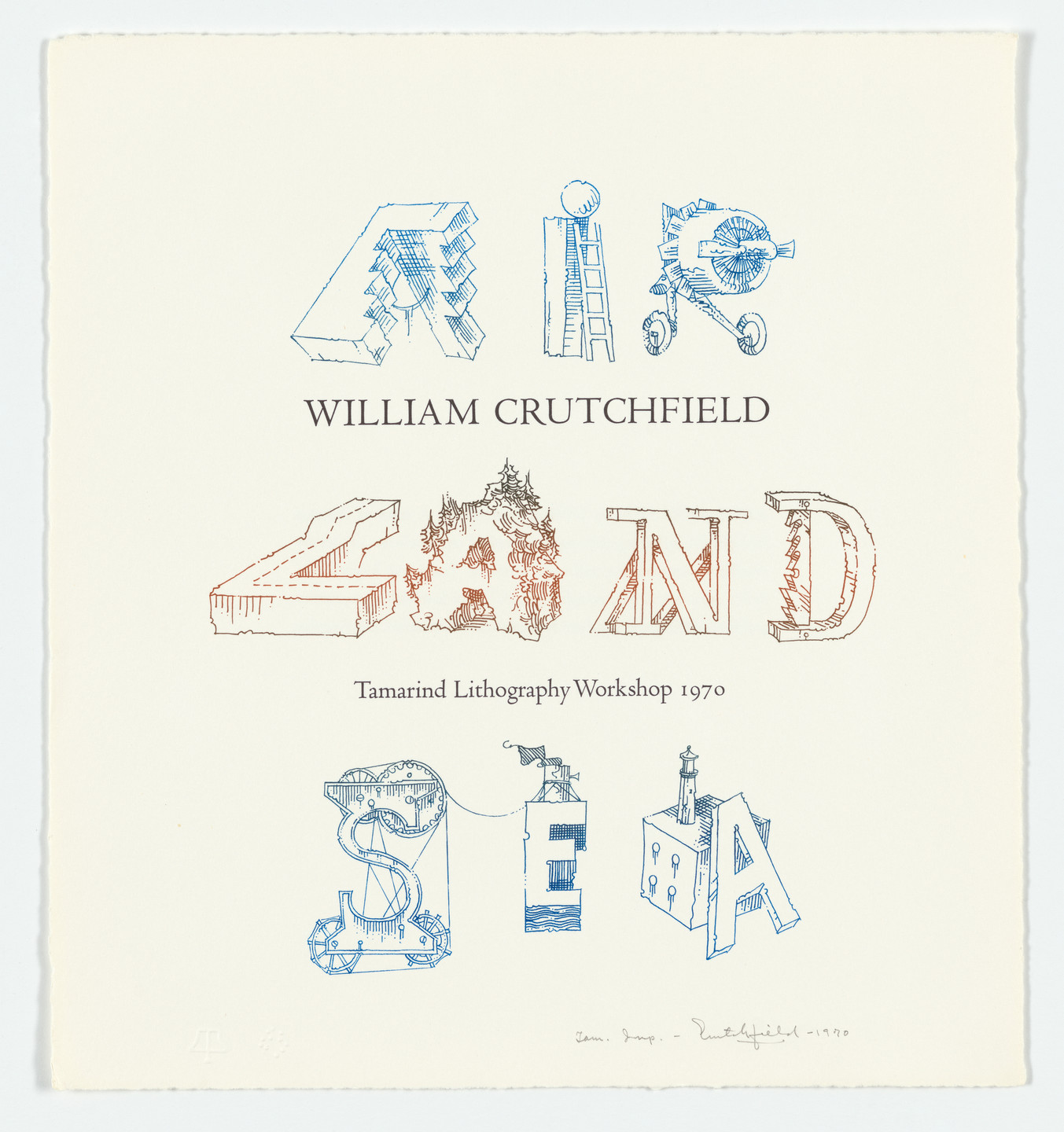 William Crutchfield. Air Land Sea Alphabet (Title page) from Air Land Sea. 1970
