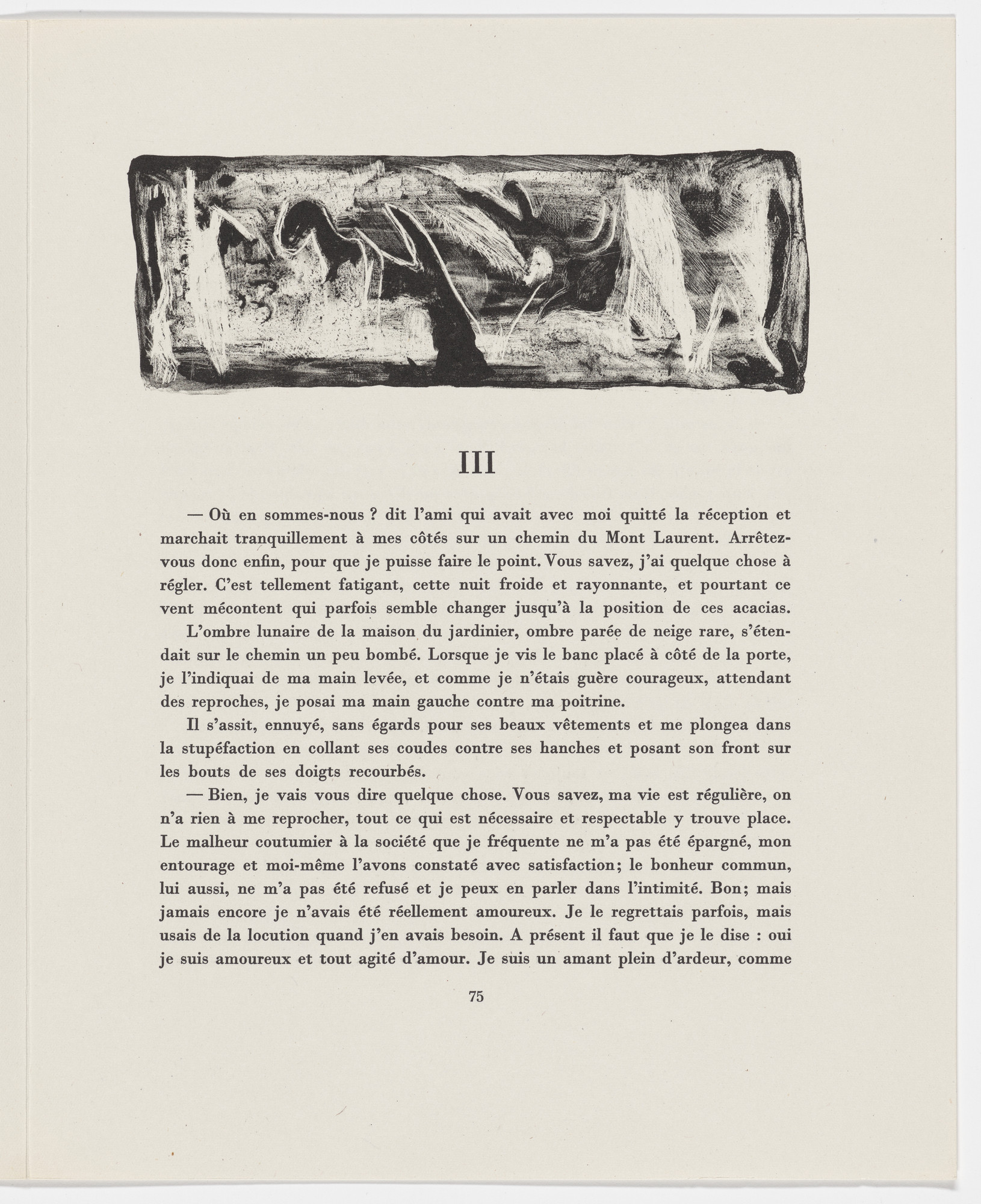 Jean-Michel Atlan. Headpiece (page 75) from Description of a Struggle (Description d'un combat)