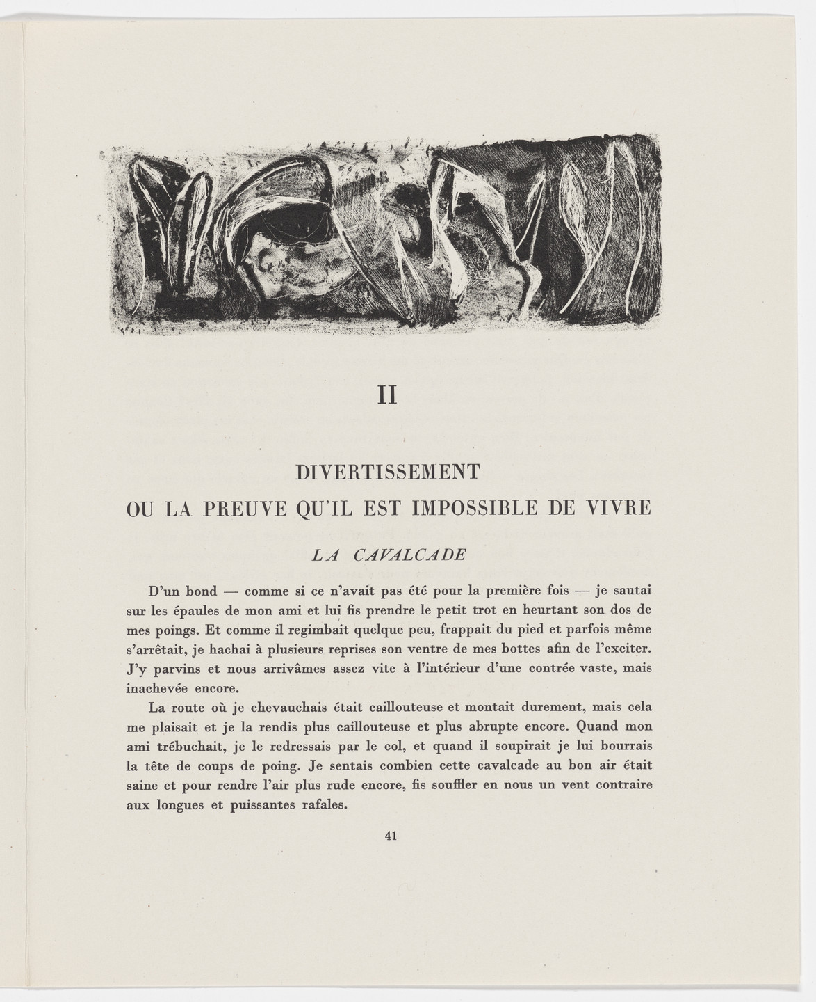 Jean-Michel Atlan. Headpiece (page 41) from Description of a Struggle (Description d&#39;un combat). 1945, published 1946
