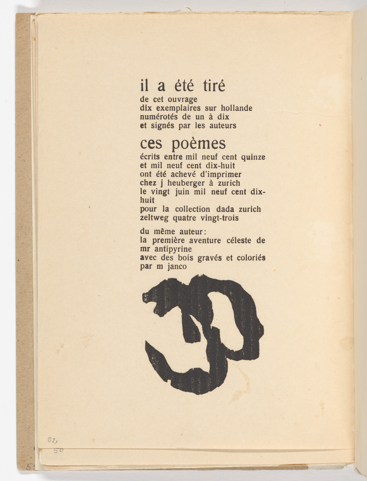 Jean (Hans) Arp. Tailpiece (folio 26 verso) from Twenty-five Poems