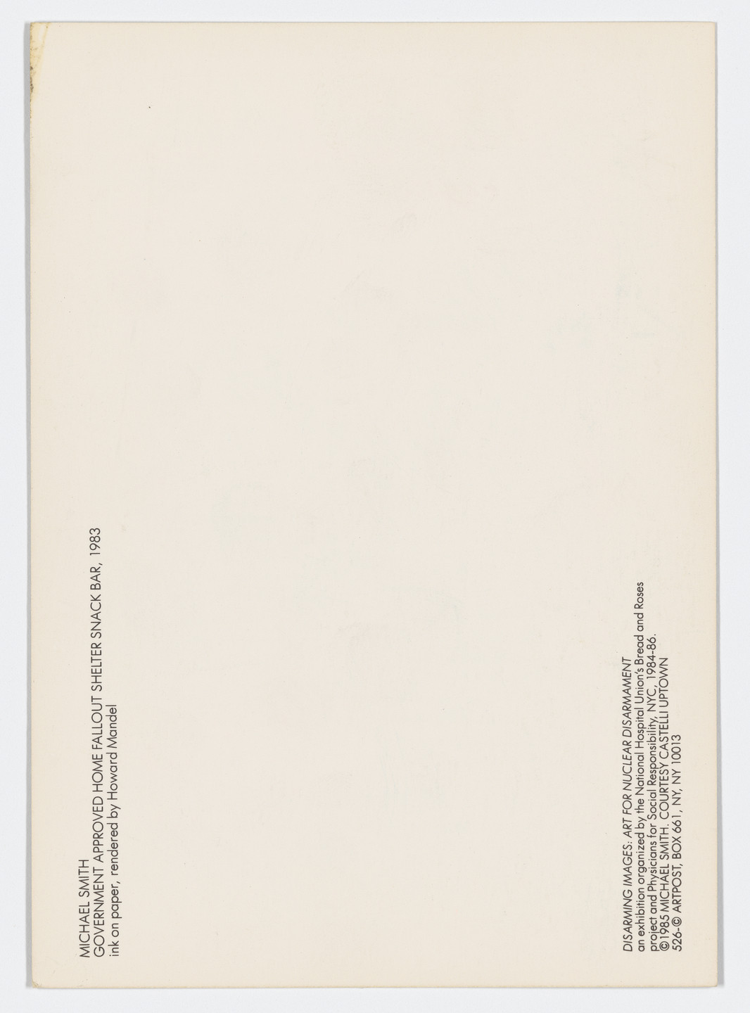 Michael Smith. Government Approved Home Fallout Shelter Snack Bar. 1983/2023