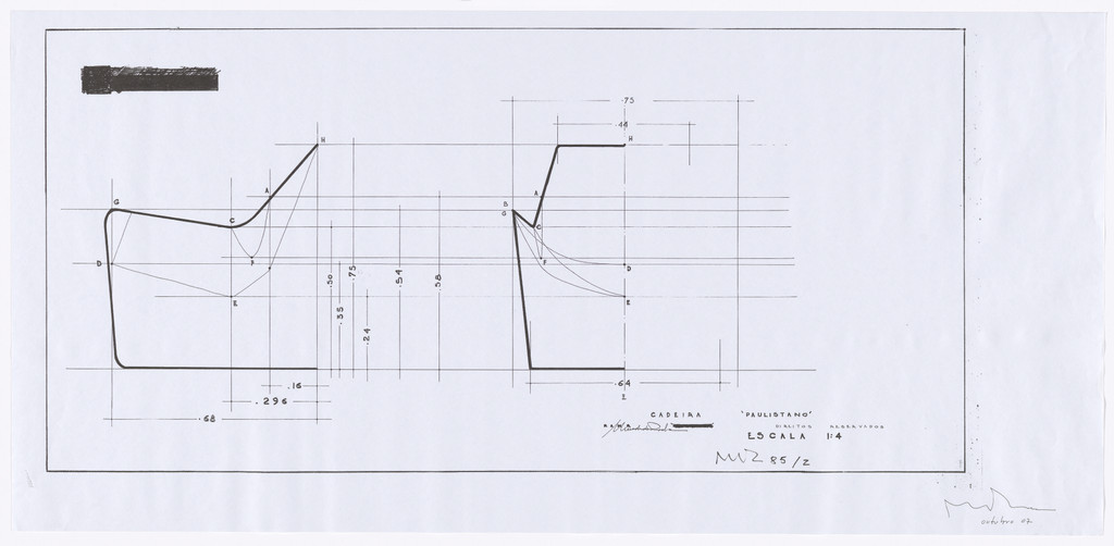 Paulistano Chair Technical Drawing