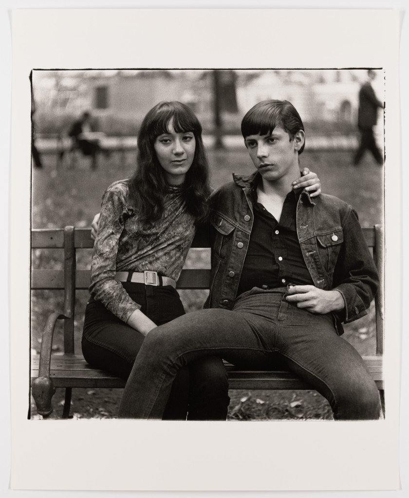 Young couple on a bench in Washington Square Park, N.Y.C., 1965