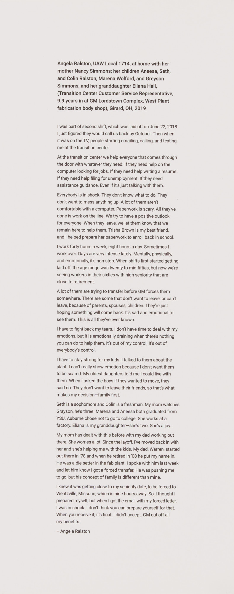 LaToya Ruby Frazier. Text
