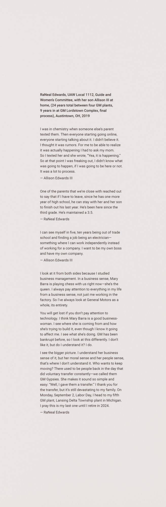 LaToya Ruby Frazier. Text
