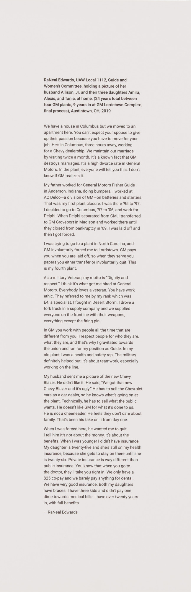 LaToya Ruby Frazier. Text