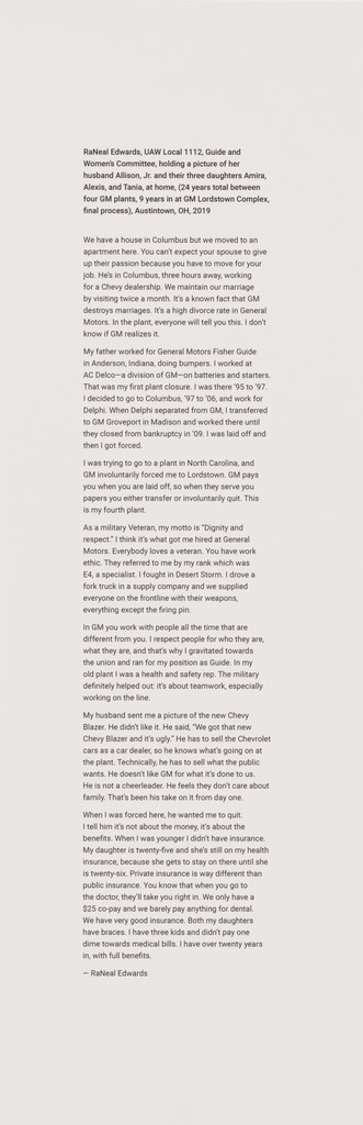 Text, LaToya Ruby Frazier, 2019