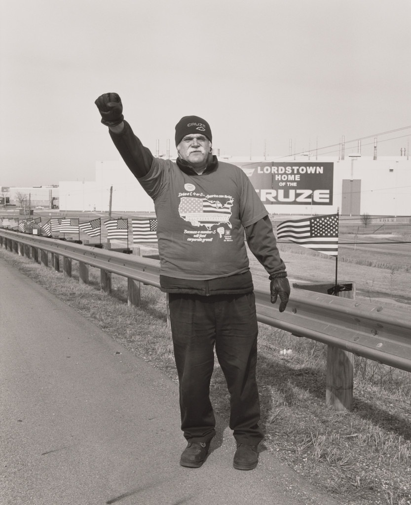 Werner Lange, 45-day vigil, standing on Ellsworth Bailey Road, Lordstown, OH, 2019