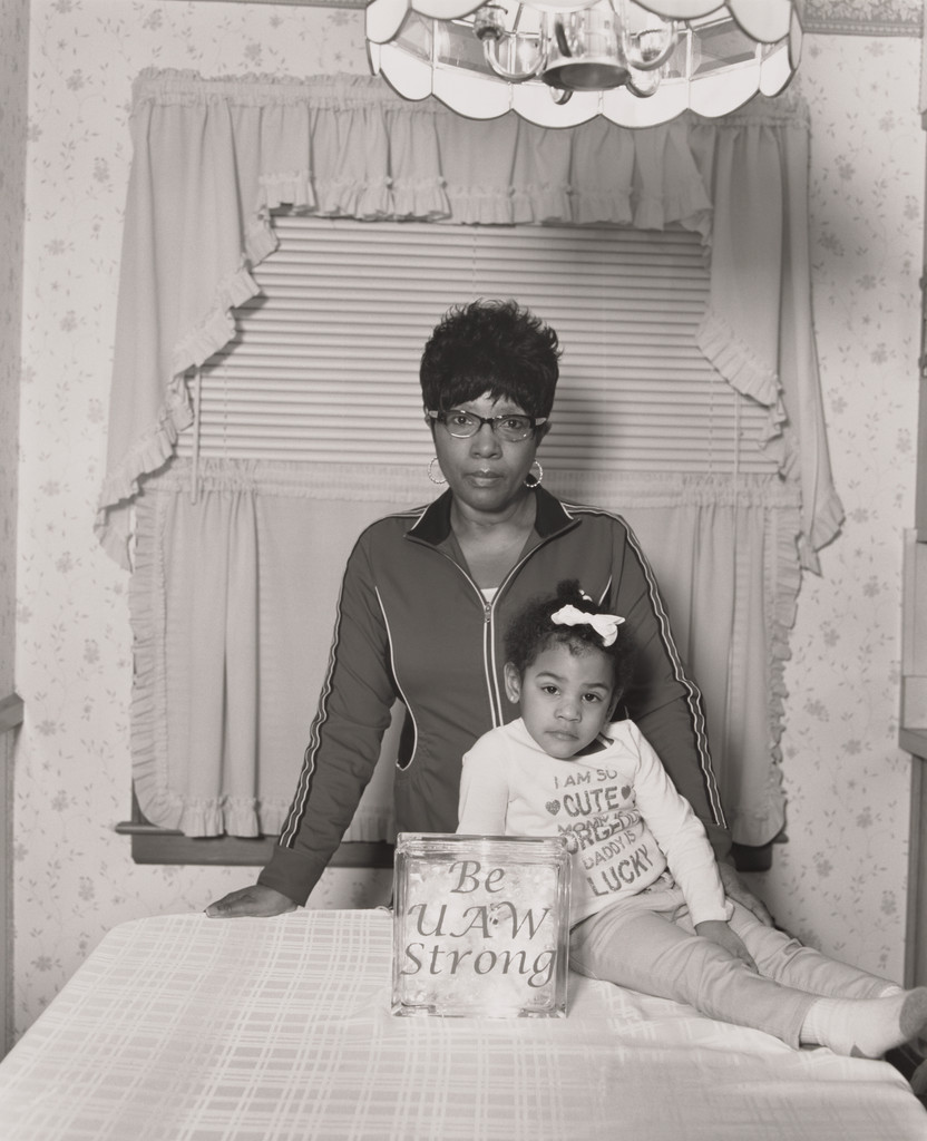 Pamela Brown, UAW Local 1112, Women’s Committee Chairperson, with her great-granddaughter Ariah in her kitchen, (19 years in at GM Lordstown Complex, trim shop and instrument panel (IP) line), Youngstown, OH