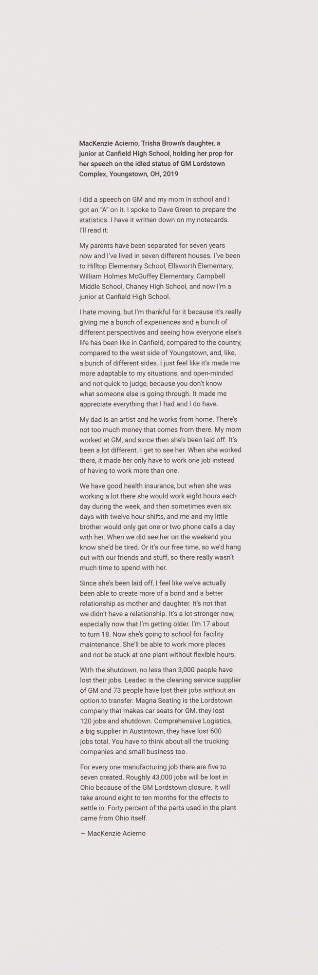 LaToya Ruby Frazier. Text
