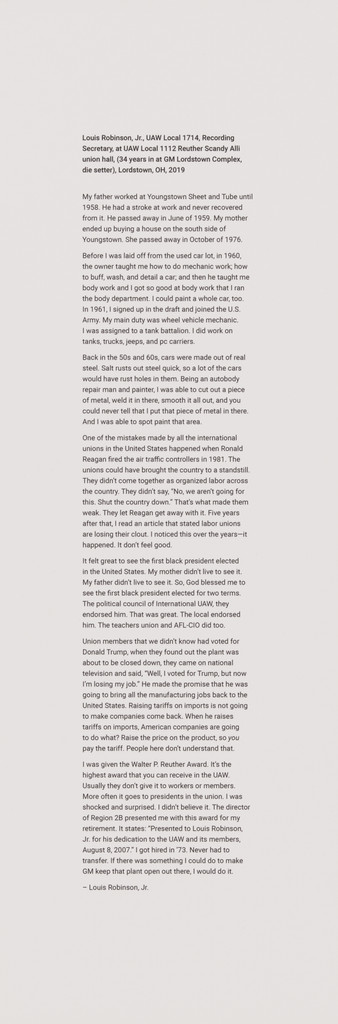 Text, LaToya Ruby Frazier, 2019