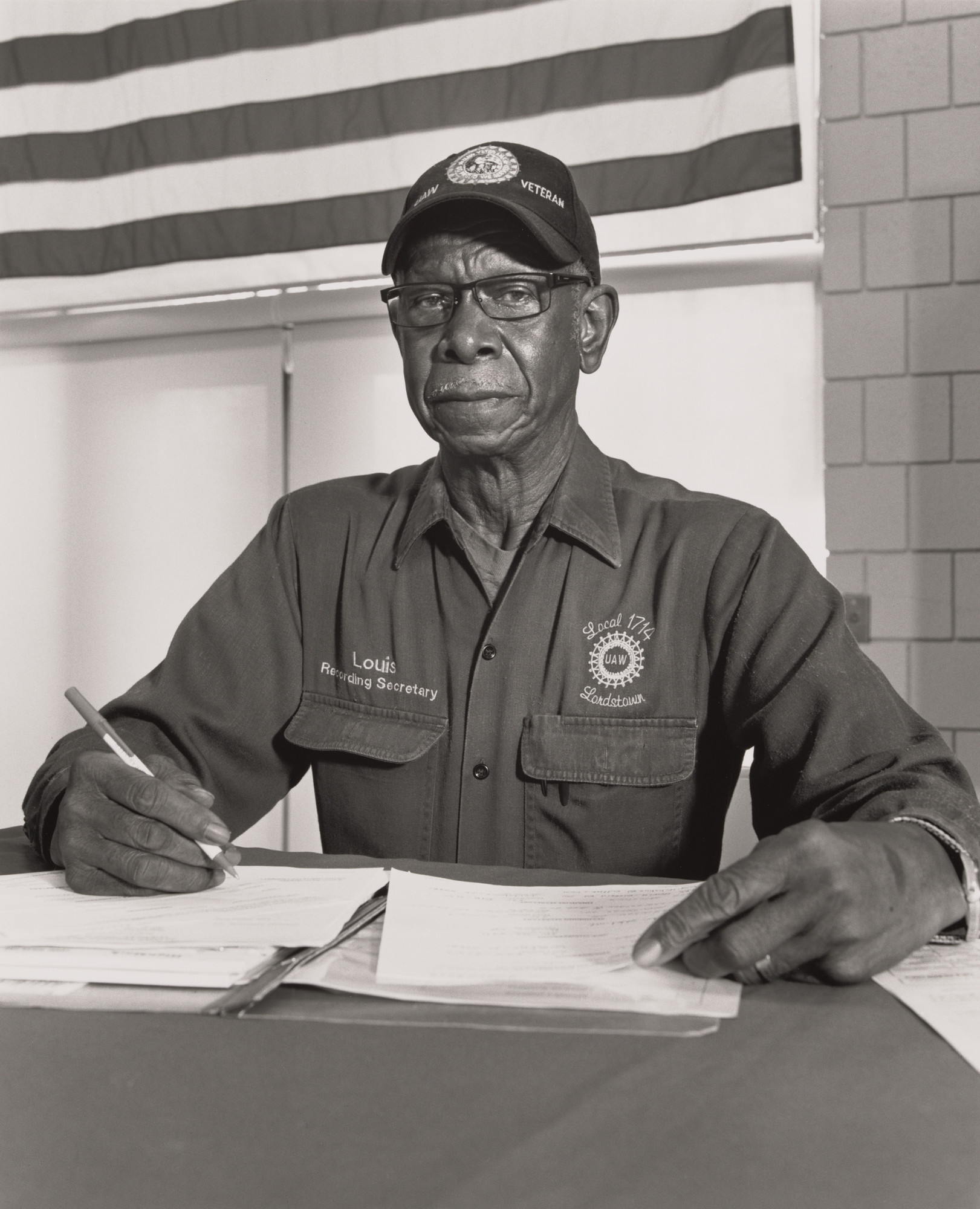 LaToya Ruby Frazier. Louis Robinson, Jr., UAW Local 1714, Recording Secretary, at UAW Local 1112 Reuther Scandy Alli union hall, (34 years in at GM Lordstown Complex, die setter), Lordstown, OH.