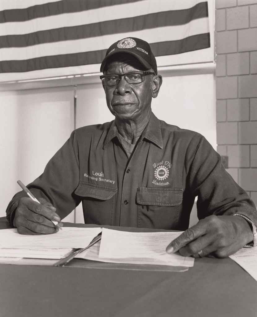 Louis Robinson, Jr., UAW Local 1714, Recording Secretary, at UAW Local 1112 Reuther Scandy Alli union hall, (34 years in at GM Lordstown Complex, die setter), Lordstown, OH.