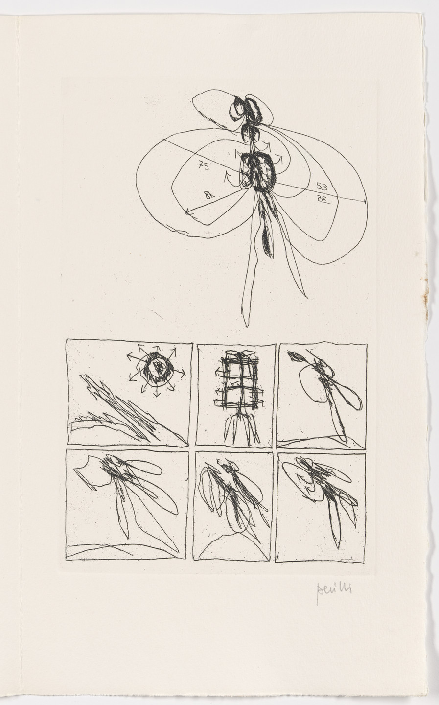 Achille Perilli. Plate (page 37) from L&#39;albero poeta. 1966