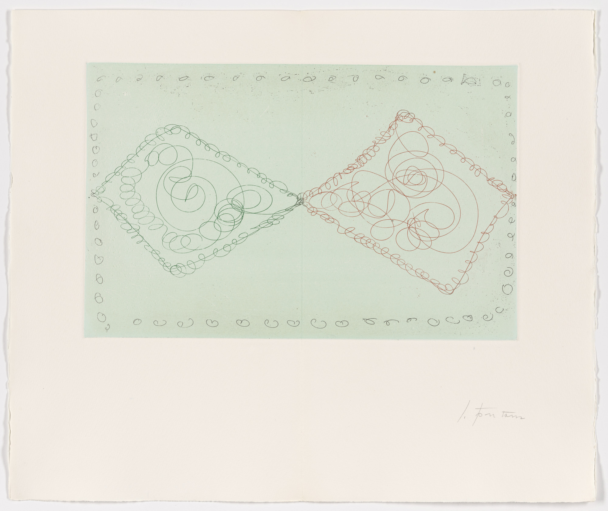 Lucio Fontana. Double page plate (pages 42 and 43) from L'albero poeta