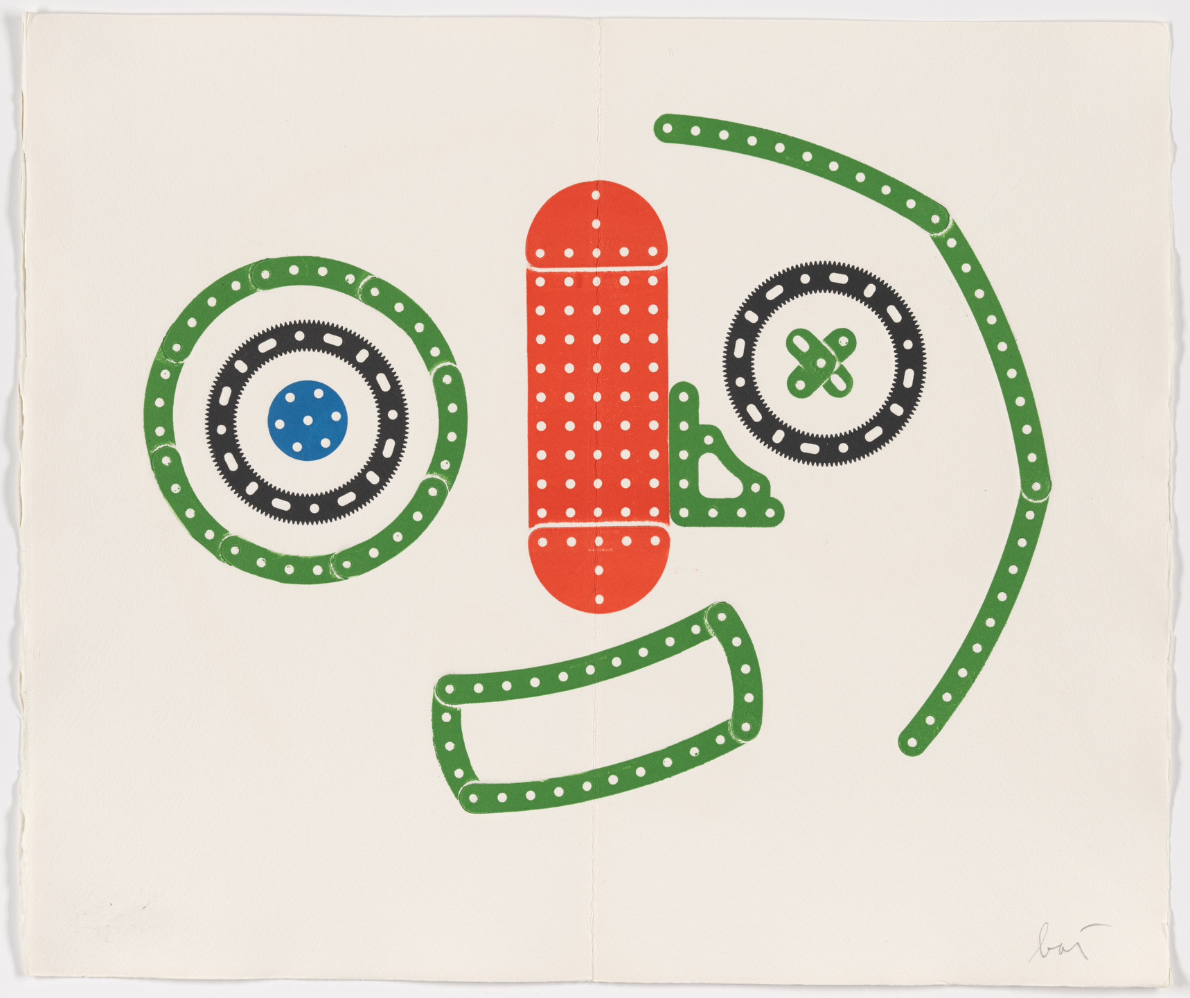 Enrico Baj. Double page plate (pages 54 and 55) from L&#39;albero poeta. 1966