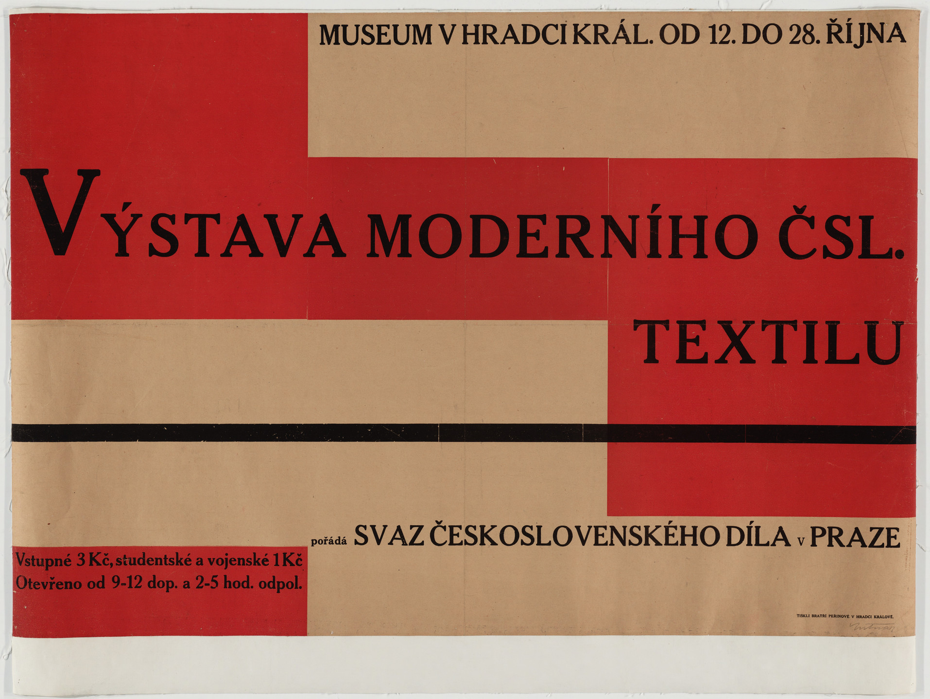 Ladislav Sutnar. Vystava moderniho csl. textilu (Poster for Modern Textiles Exhibition). 1928–1929