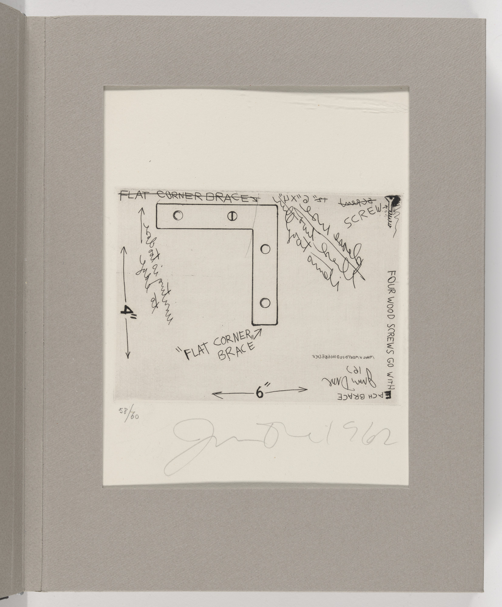 Jim Dine. Corner Brace (plate 3) from The International Anthology of Contemporary Engraving: The International Avant-Garde, Volume 5: America Discovered (Anthologia internazionale dell'incisione contemporanea: L'Avanguardia internazionale: Volume 5: Scoperta dell'America)