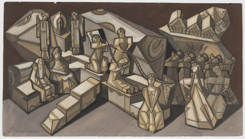 Stage design for the ballet Les Noces ( The Wedding ), Scene I, “Benediction of the Bride”