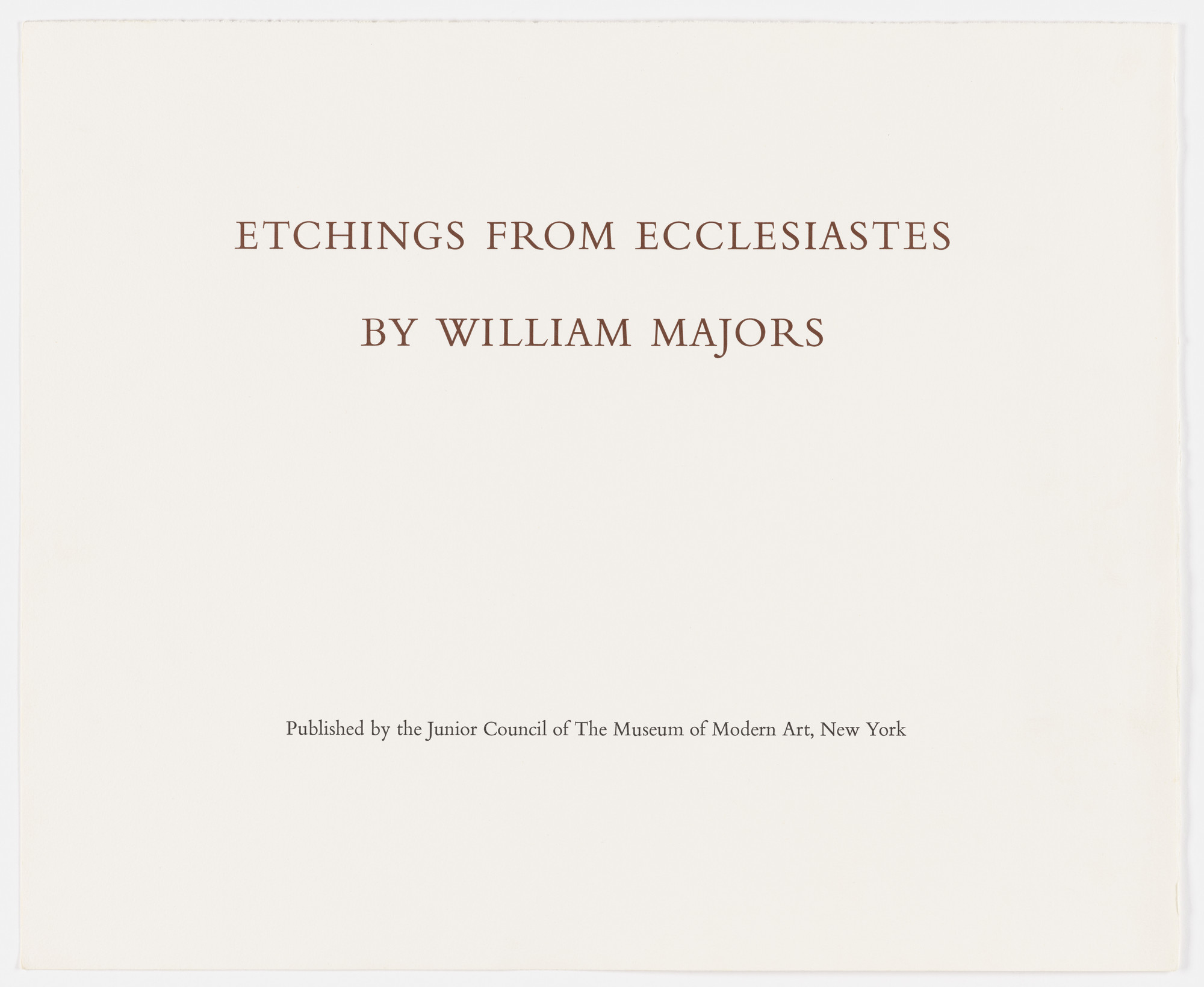 William Majors. Etchings from Ecclesiastes