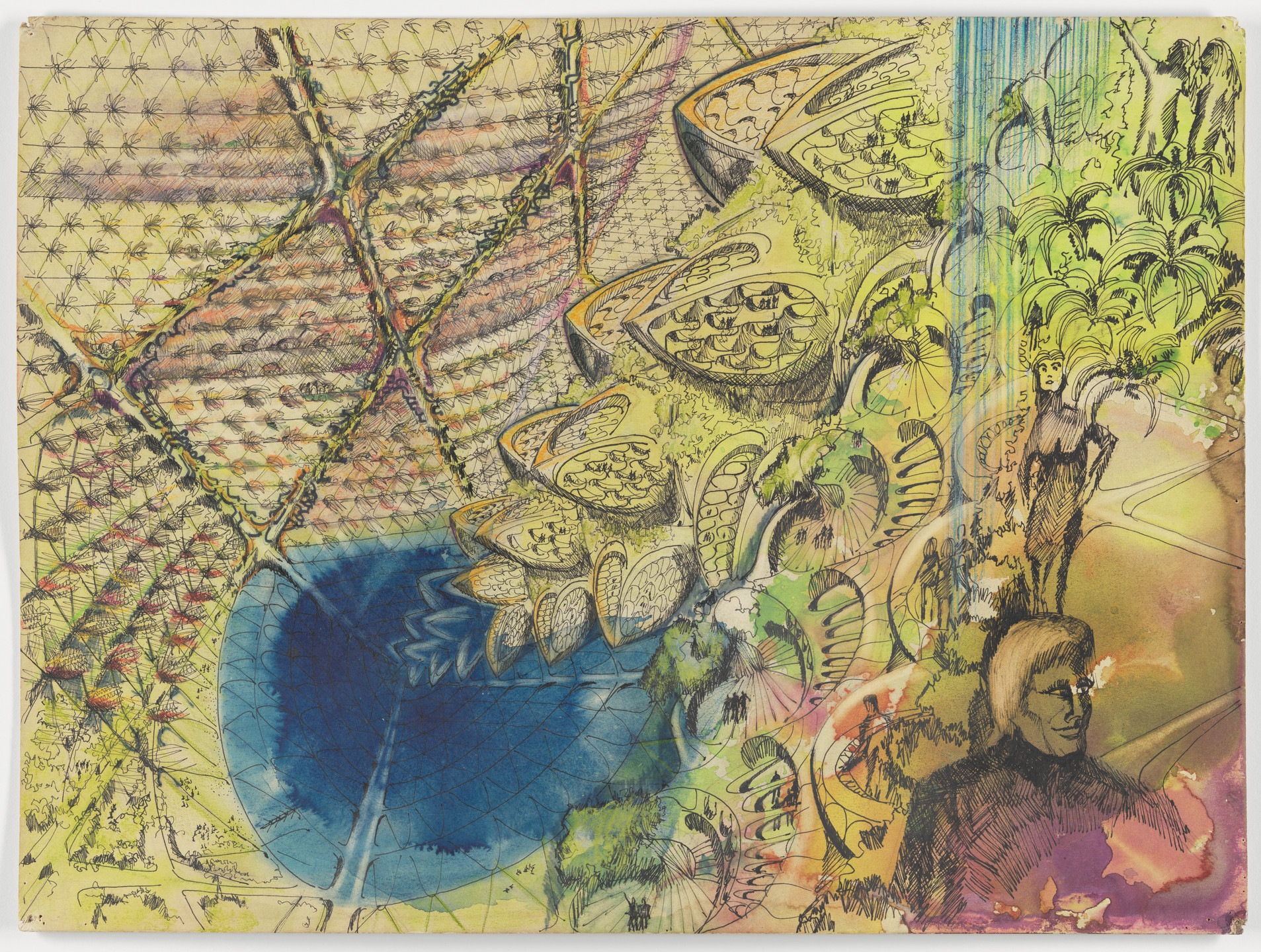 Glen Howard Small. Biomorphic Biosphere project (View of interior reservoir). 1971