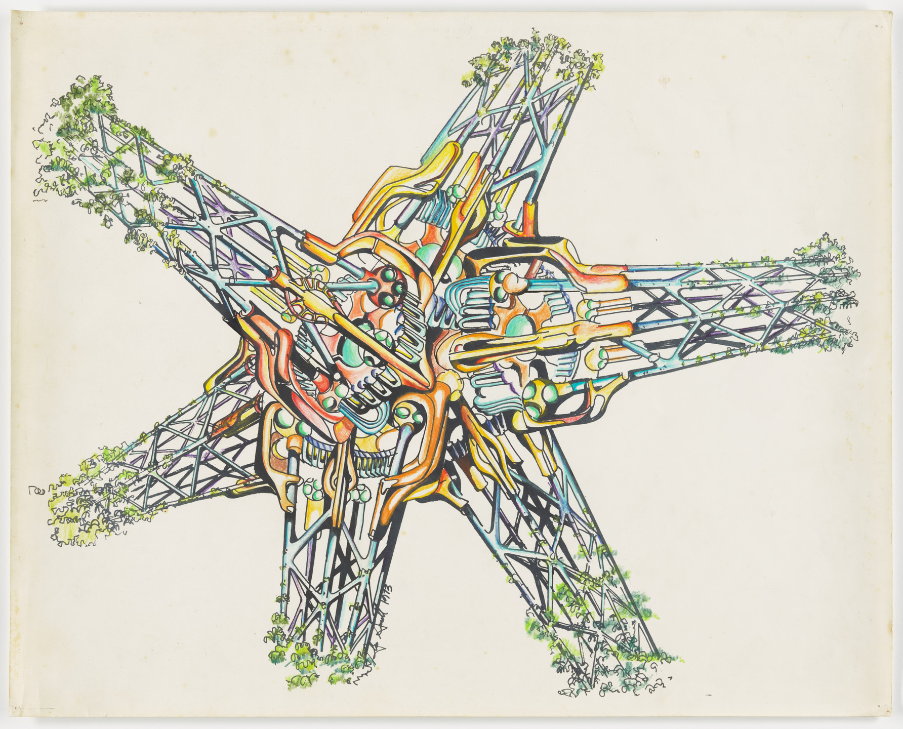Glen Howard Small. Biomorphic Biosphere project (Compression computerized building machine). 1972
