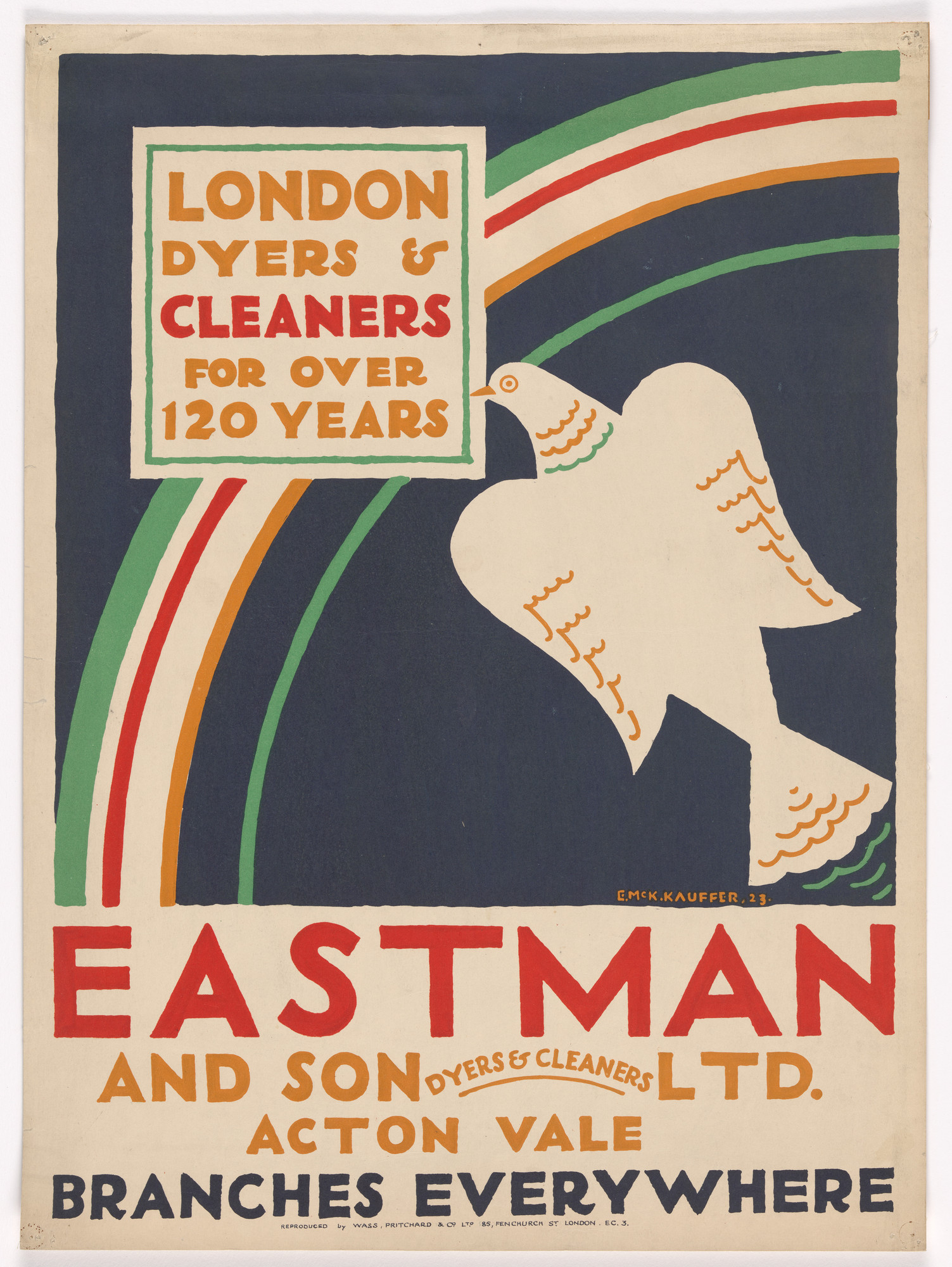 E. McKnight Kauffer. Eastman and Son Ltd., London Dyers & Cleaners for over 120 Years