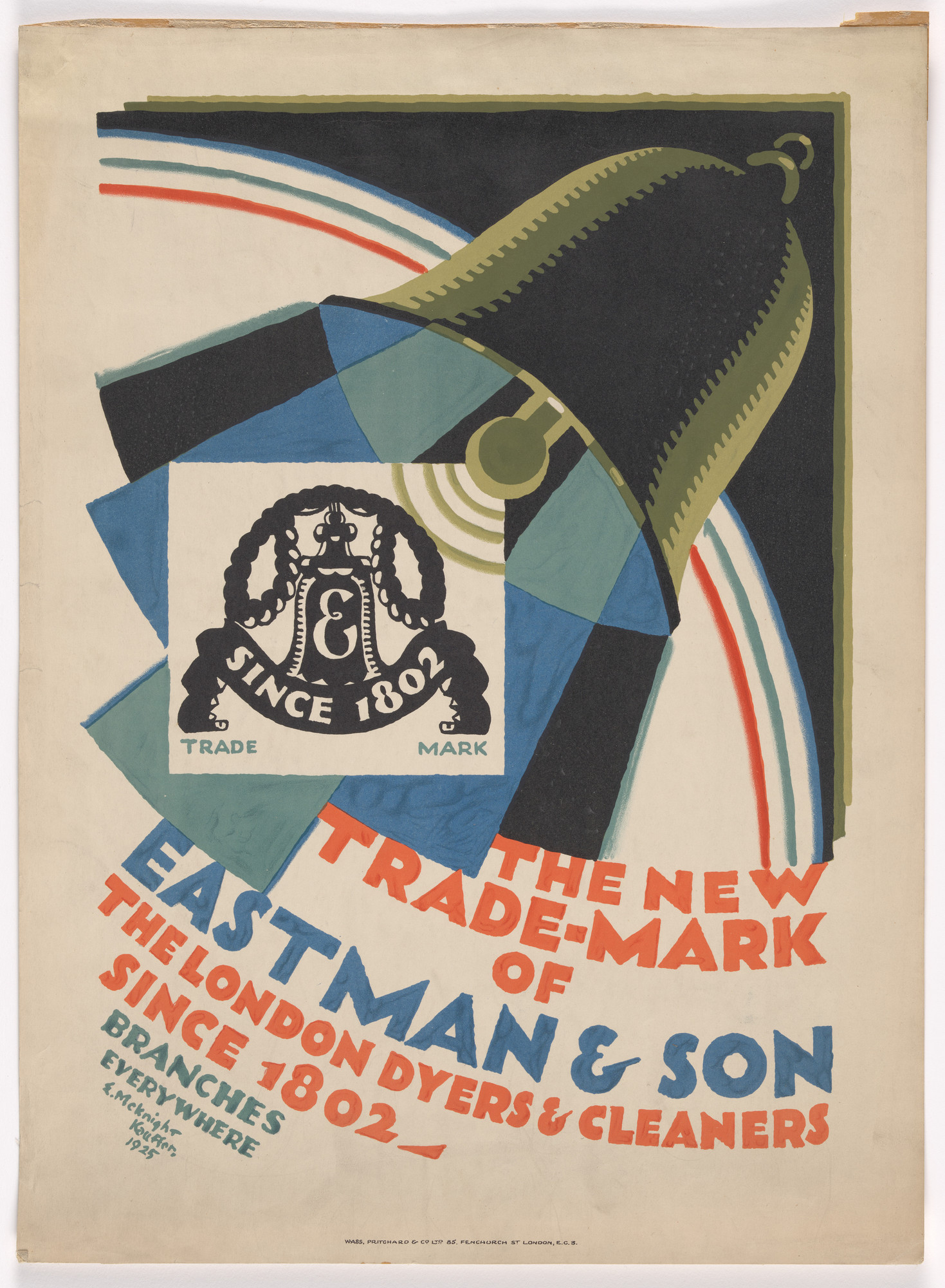 E. McKnight Kauffer. The New Trademark of Eastman and Son, the London Dyers & Cleaners Since 1802