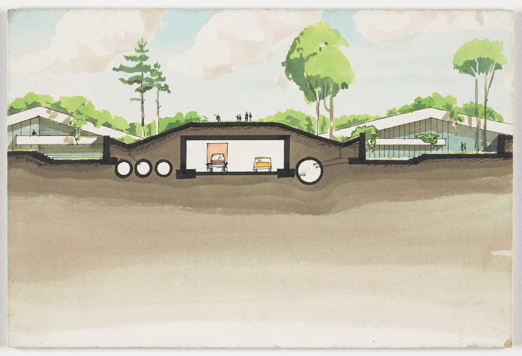 Earth-sheltered suburb project (Section)