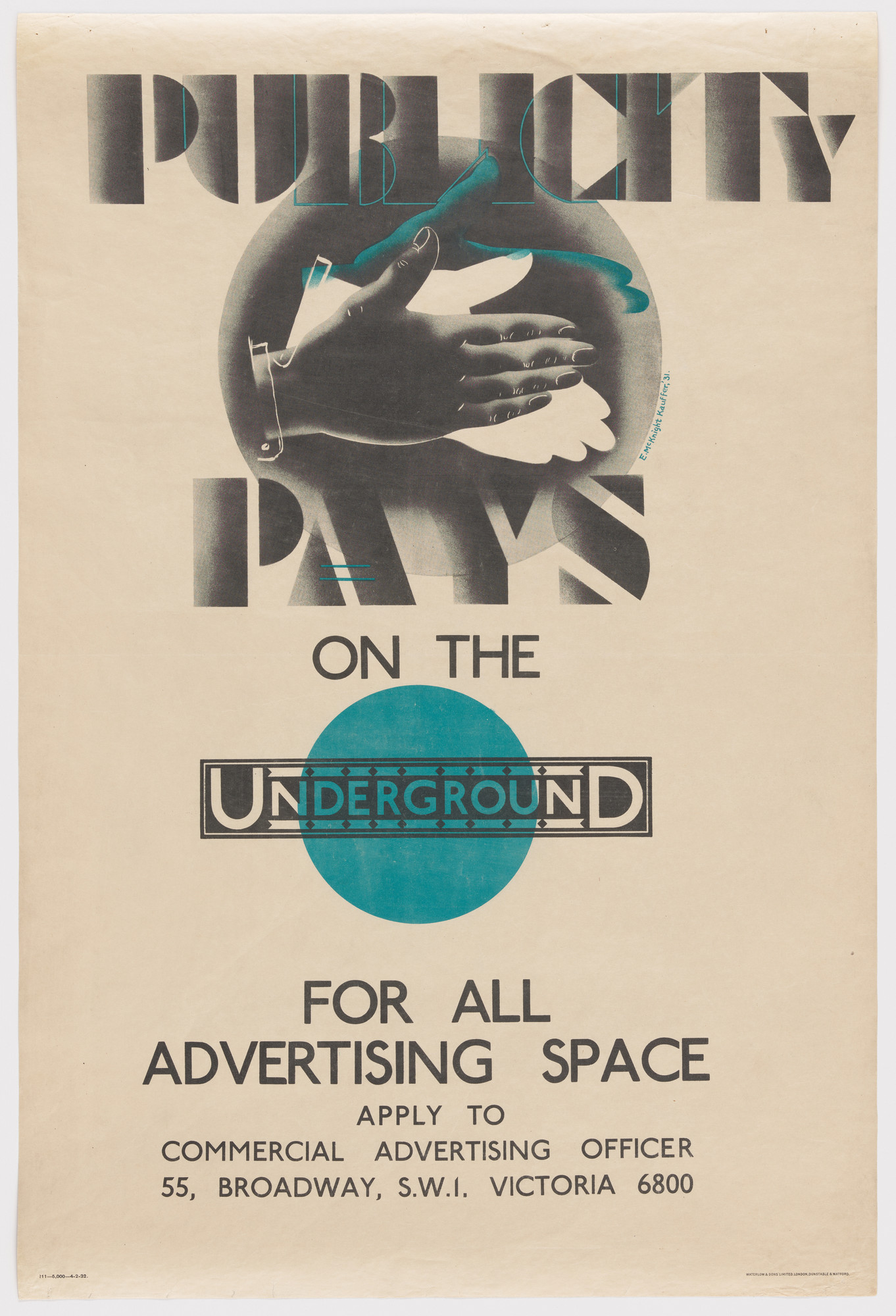 E. McKnight Kauffer. Publicity Pays on the Underground