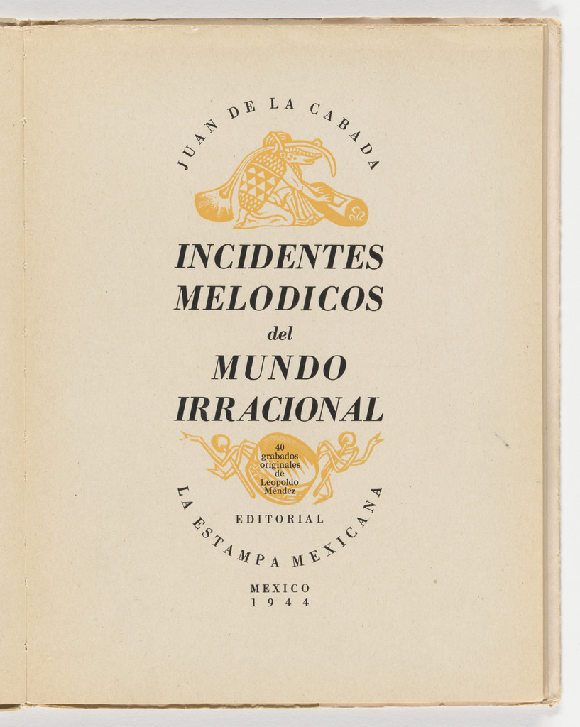 Title page from the illustrated book Incidentes melódicos del mundo irracional (Melodic Incidents of the Irrational World)