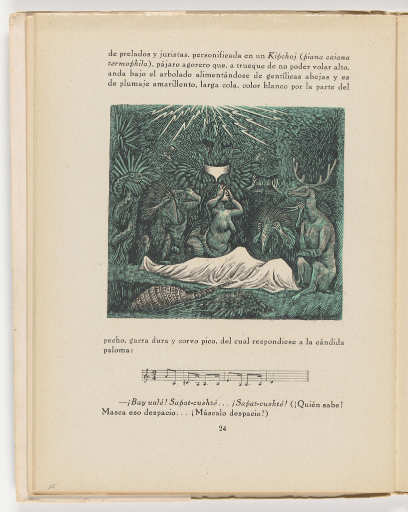 Honras fúnebres en la selva (in-text plate, page 24) from the illustrated book Incidentes melódicos del mundo irracional (Melodic Incidents of the Irrational World)