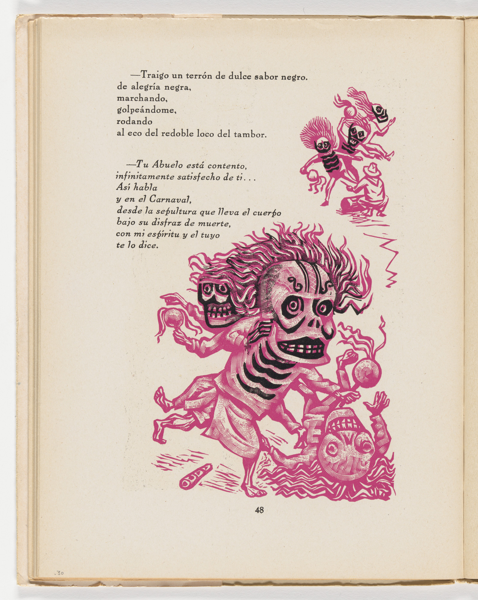Leopoldo Méndez. Danza de la muerte II (in-text plate, page 48) from the illustrated book Incidentes melódicos del mundo irracional (Melodic Incidents of the Irrational World)
