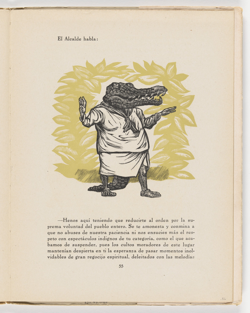 El alcalde habla (in-text plate, page 55) from the illustrated book Incidentes melódicos del mundo irracional (Melodic Incidents of the Irrational World)