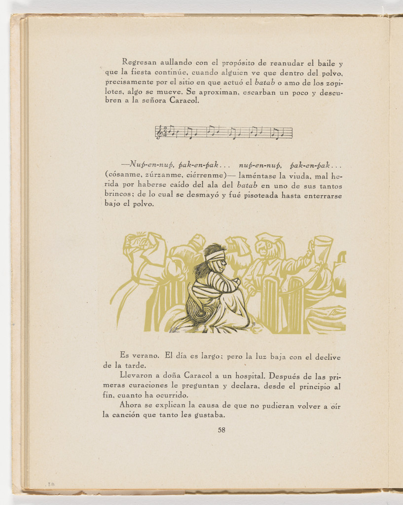 Doña Caracol en un hospital (in-text plate, page 58) from the illustrated book Incidentes melódicos del mundo irracional (Melodic Incidents of the Irrational World)