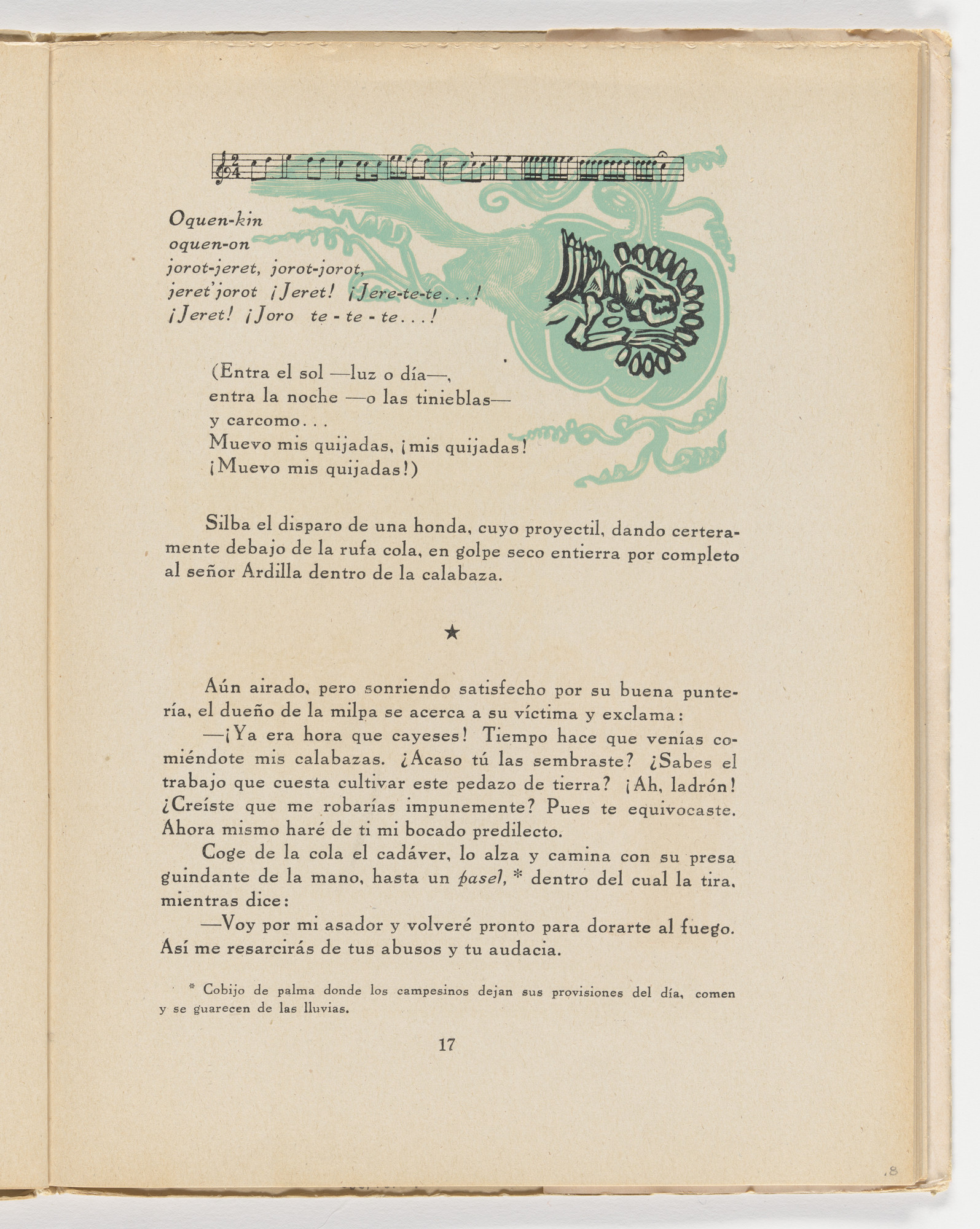 Leopoldo Méndez. Señor Ardilla dentro de la calabaza (in-text plate, page 17) from the illustrated book Incidentes melódicos del mundo irracional (Melodic Incidents of the Irrational World)