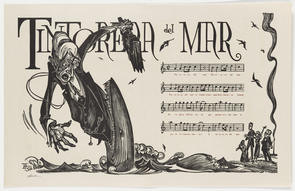 Tintorera del Mar (Shark of the Sea) (double page in-text plate, folios 9 verso and 10) from Plenas