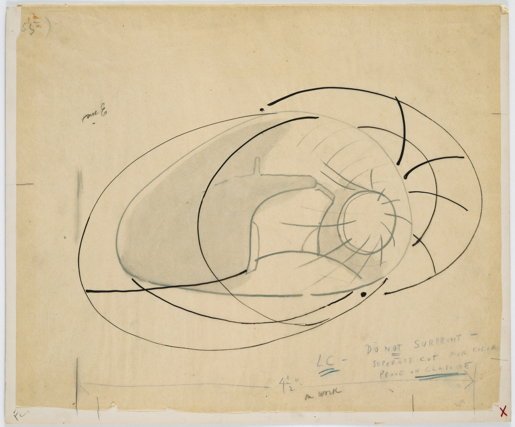Frederick Kiesler. Endless House Project, Interior perspective. 1951