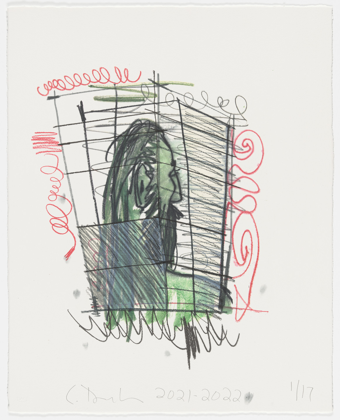 Carroll Dunham. Untitled from the portfolio Green Self Models. 2021-22