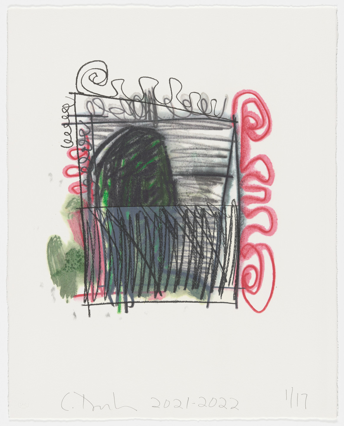Carroll Dunham. Untitled from the portfolio Green Self Models. 2021-22