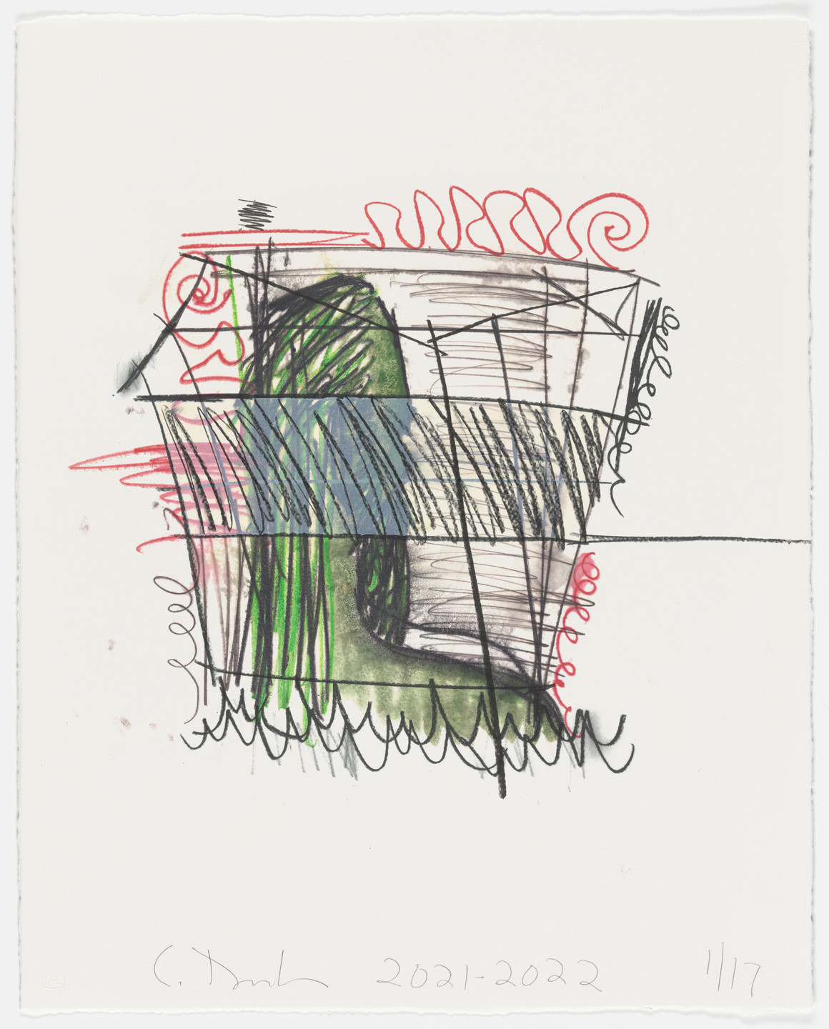 Carroll Dunham. Untitled from the portfolio Green Self Models. 2021-22