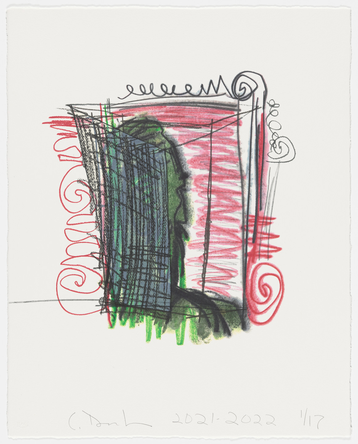 Carroll Dunham. Untitled from the portfolio Green Self Models. 2021-22