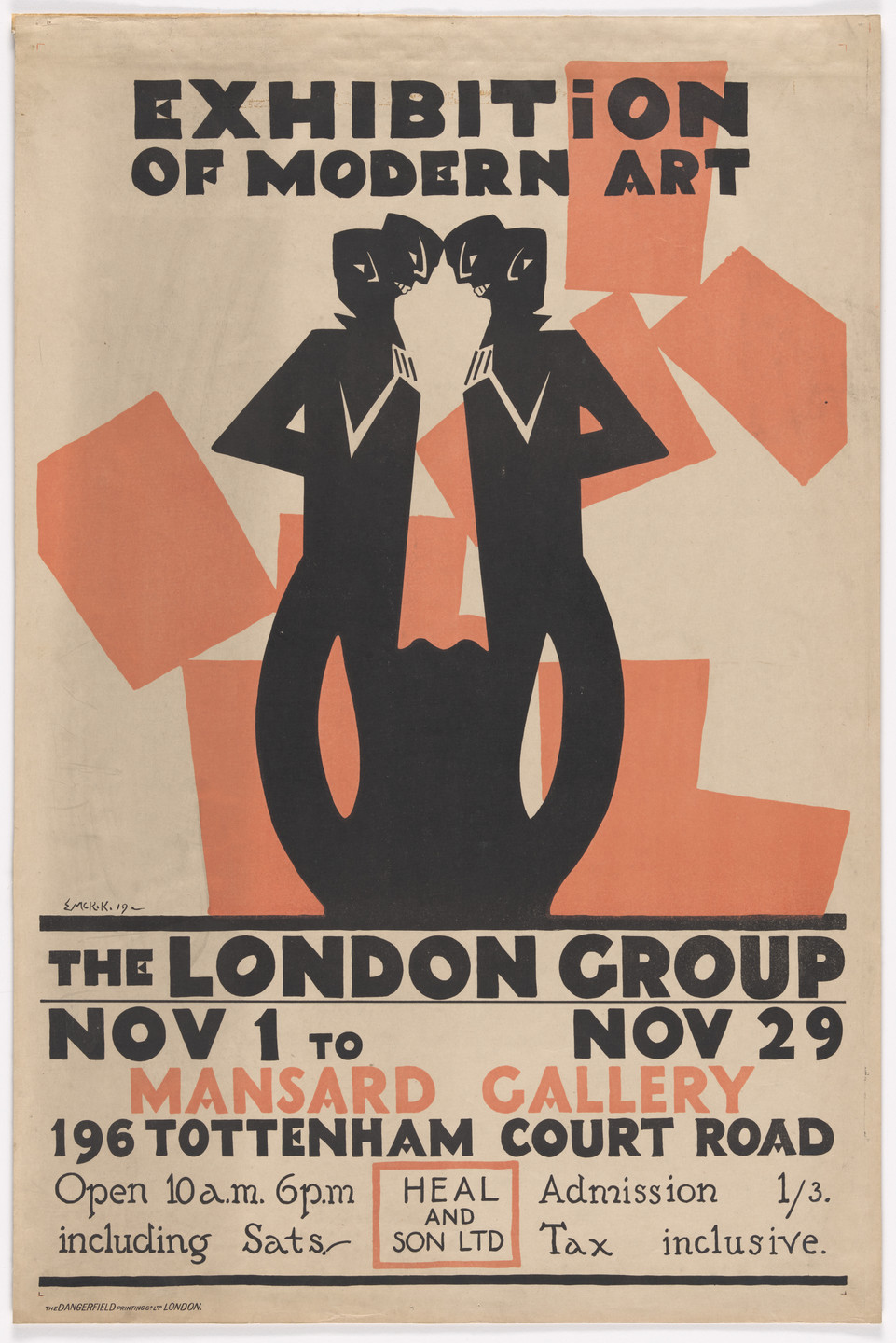 E. McKnight Kauffer. The London Group, Exhibition of Modern Art, Nov. 1 to Nov. 29, Mansard Gallery. ca. 1915