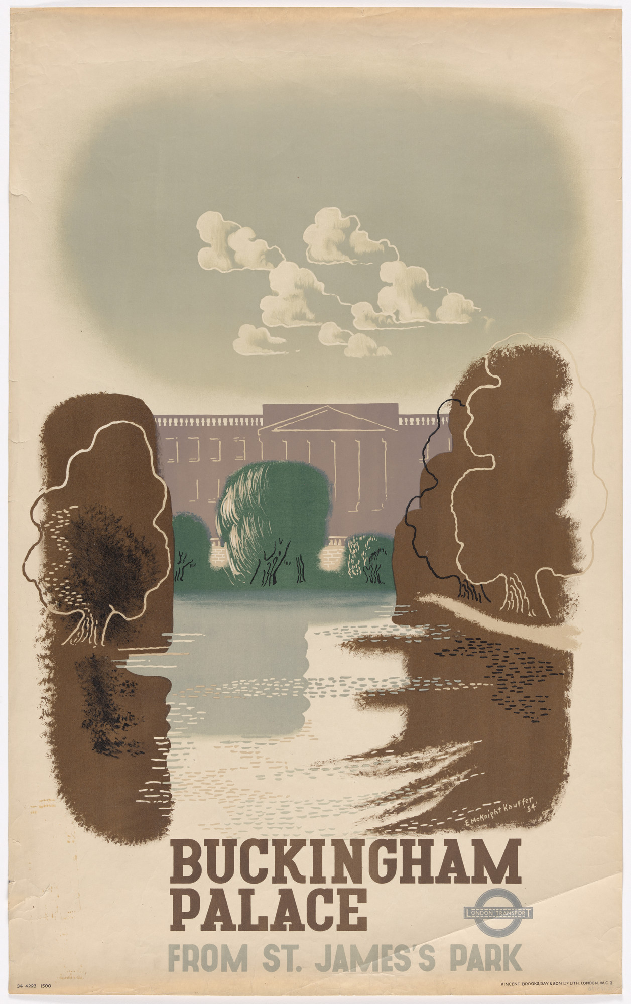 E. McKnight Kauffer. Buckingham Palace from St. James Park