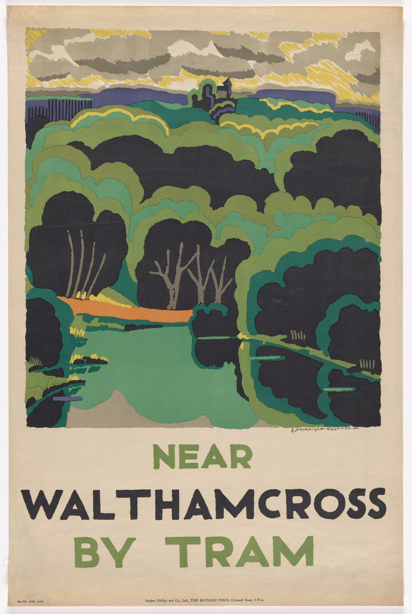 E. McKnight Kauffer. Near Waltham Cross by Tram